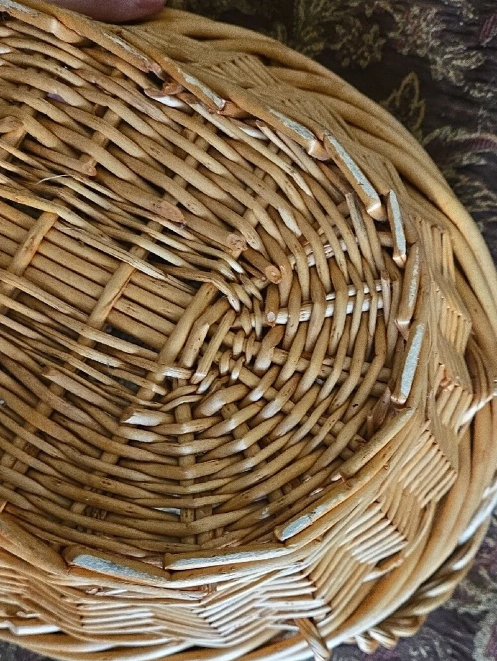 Natural Tan Color Sturdy Oval Woven Basket with Dual Handles